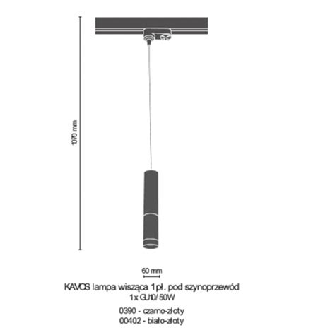 KAVOS Lampa wisząca 1pł pod szynoprzewód 0402 AMPLEX ekskluzywna oprawa