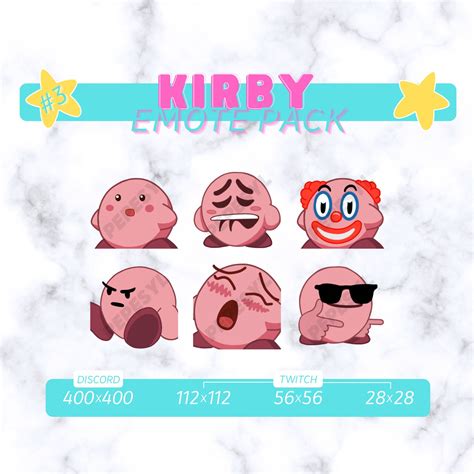 Kirby Emote Pack 3 Discord Twitch DESCARGA INSTANTÁNEA Etsy México