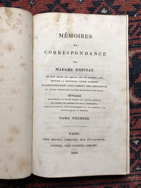 Yahoo Memoires Et Correspondance De Madame D Epinay