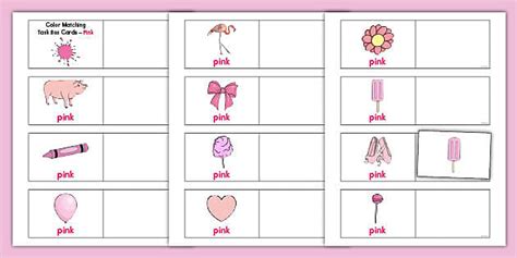 Color Matching Task Box Cards Pink Hecho Por Educadores