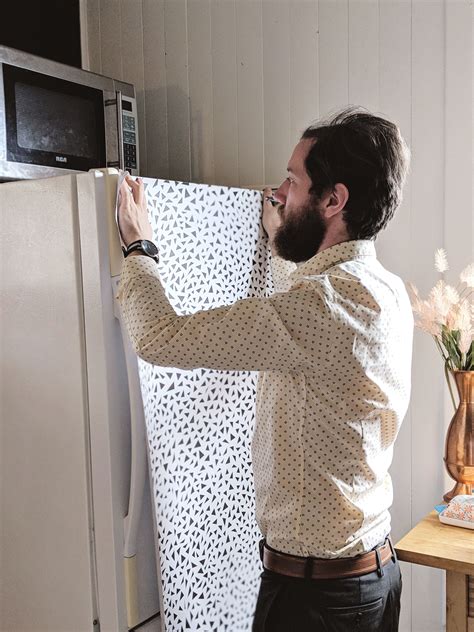Black And White Decoration Fancy Geometric Wallpaper For The Fridge