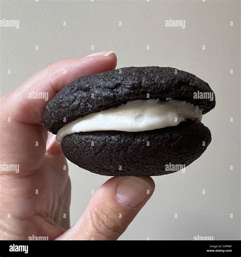 Holding A Chocolate Homemade Whoopie Pie Made With Marshmallow Fluff