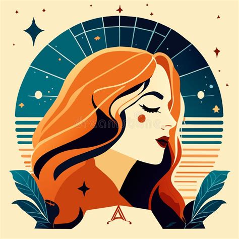 Vector Illustration Of A Beautiful Girl With Long Hair In A Retro Style