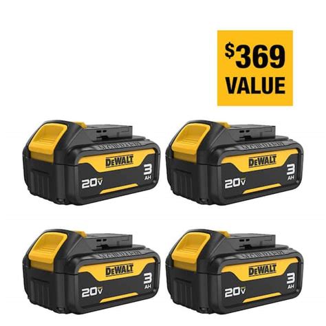 DEWALT 20-Volt 3.0 Ah MAX Lithium-Ion Premium Battery Pack (4-Pack ...