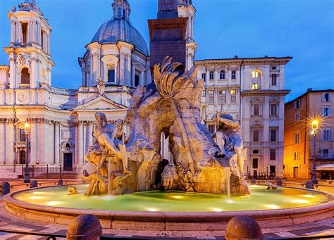 Rome Navona Square Piazza Navona The Famous Square Of Navona At Dawn ...