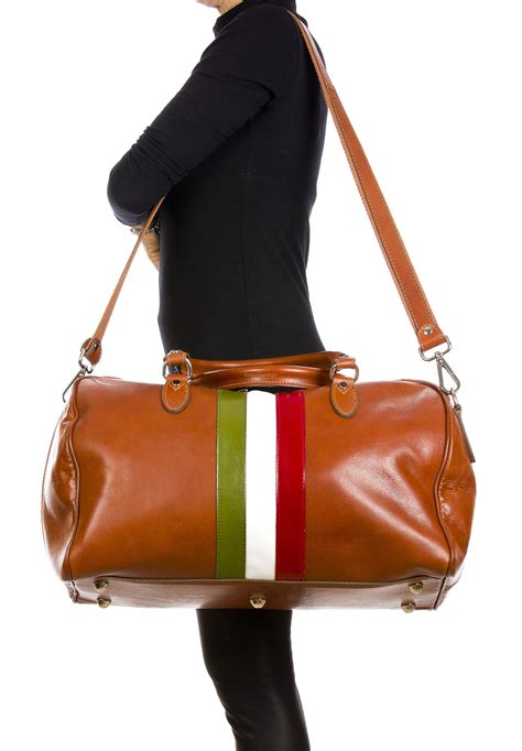 Genuine Leather Travel Bag Como Maxi Tricolour Italian Flag Light