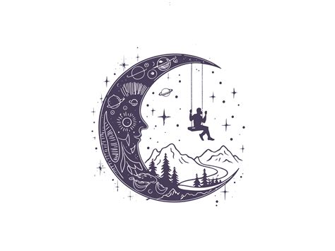 Swing On Celestial Moon Svg Silhouette Graphic By Phoenixvectorarts