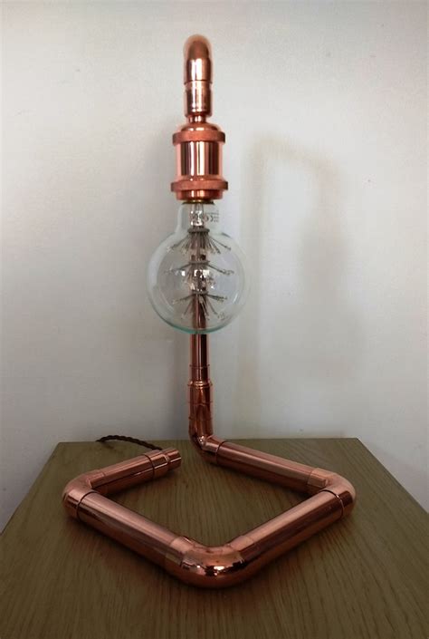 Copper Pipe Table Lamp Copper Home Decor Lamp Led Lights Etsy