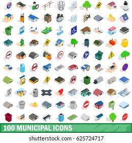 Municipal Icons Set Isometric D Stock Vector Royalty Free