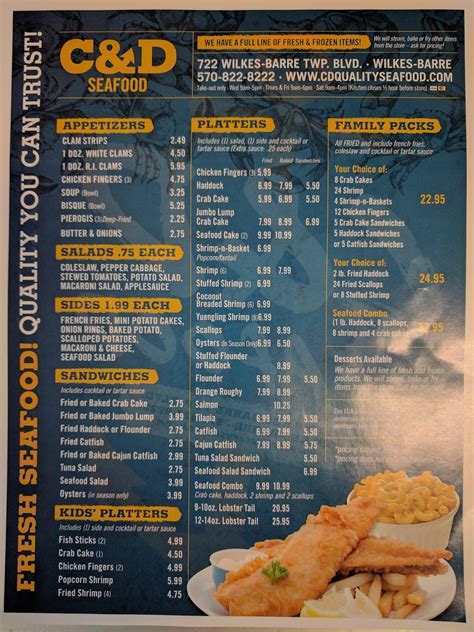 Menu at C & D Seafood restaurant, Wilkes-Barre Township