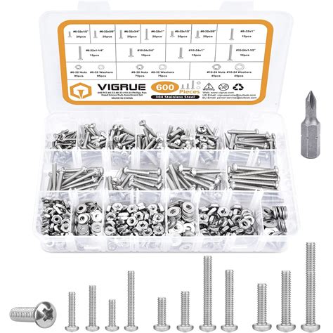 Vigrue Pcs Phillips Pan Head Screws Bolt Nut Flat