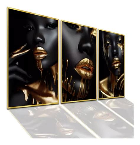 Kit Quadros Decorativo Mulheres Negras Dourada Luxo Gold Mercadolivre