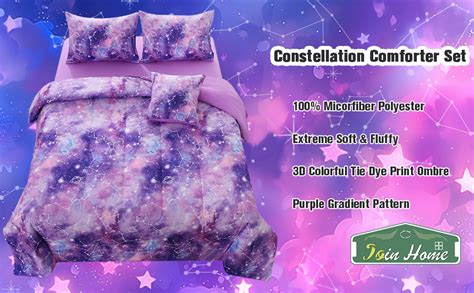 Jqinhome Full Gradient Galaxy Comforter Set For Girls6 Piece Bed In A Bag 3d