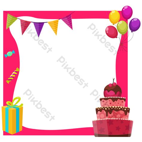 Pink Border Square Frame For Birthday Party Png Images Ai Free