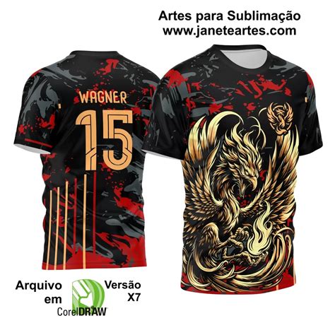 Arte Estampa Camisa Interclasse Jogos Internos 2024 Fênix Dourada