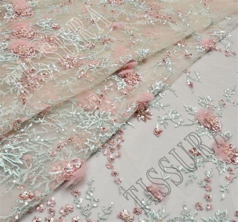 Embroidered Sequined Tulle Fabric Exclusive Fabrics From India Sku