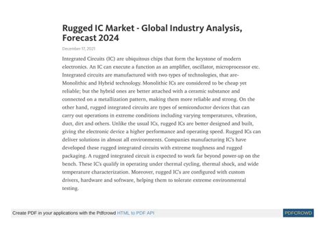 PPT Rugged IC Market Global Industry Analysis Forecast 2024