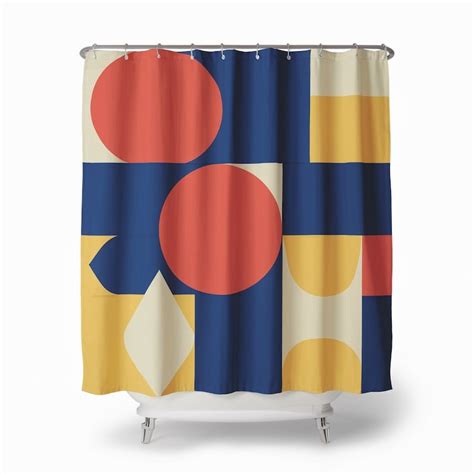 Abstract Mid Century Shower Curtain Boho Geometric Shape Sower Curtain