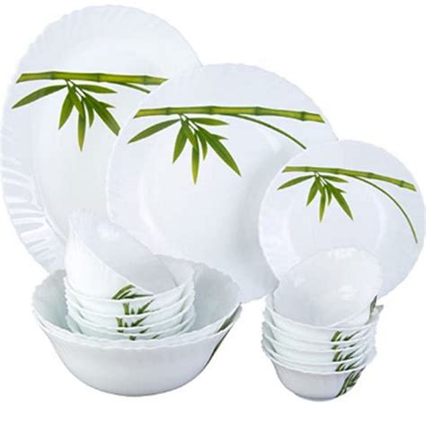 Leaf Printed Lightweight Round Shaped Scratch Proof Melamine Dinner Set