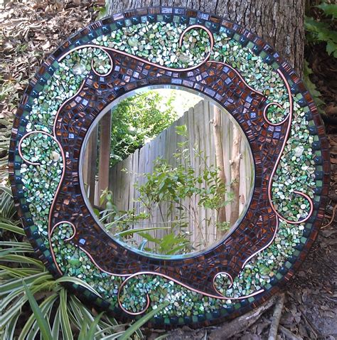 Large Green Mosaic Mirror Beautiful Round By Roxannesmirrors 28500