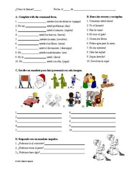 Formal Commands Ud Uds In Spanish Practice Worksheets By Sidekick