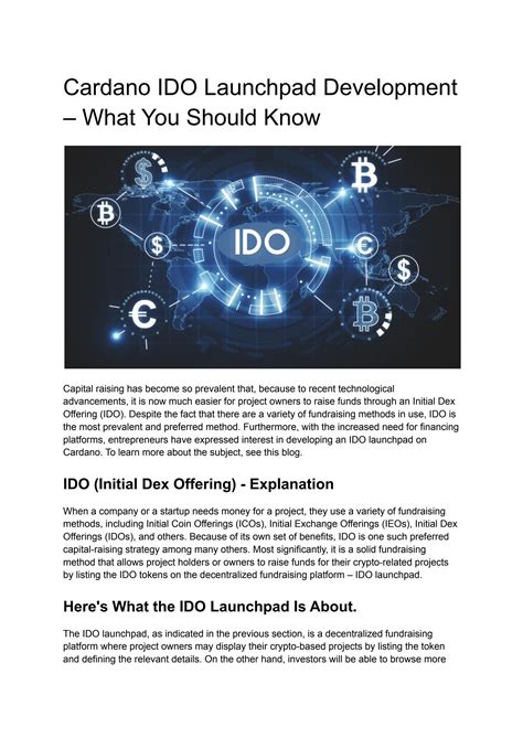 Cardano Ido Launchpad Development What You Should Know By Jennifer