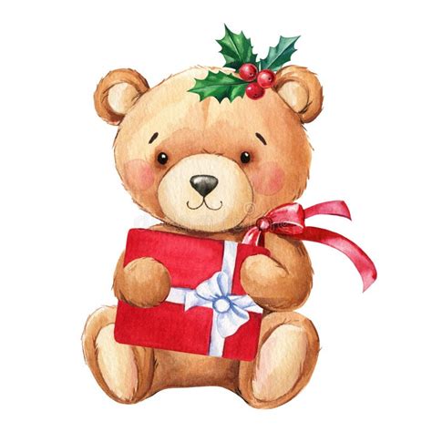 167 Christmas Teddy Bear Watercolor Stock Photos Free Royalty Free