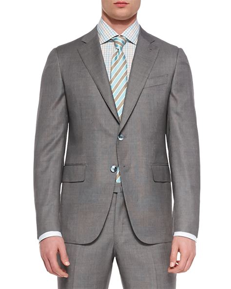 Lyst Isaia Super 140s Birdseye Suit In Gray For Men