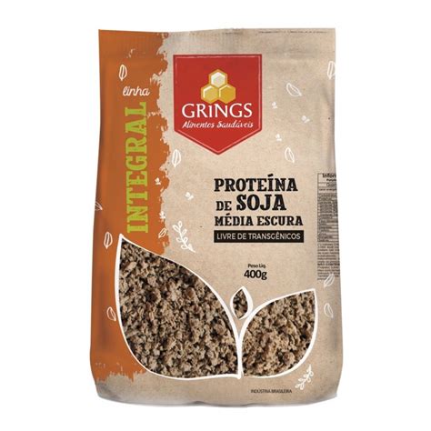 Proteína de Soja Média Escura Texturizada Integral 400g Grings no