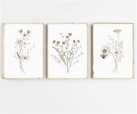 Er Set Wildblumen Drucke Floral Instant Art Druckbare Kunst Linie