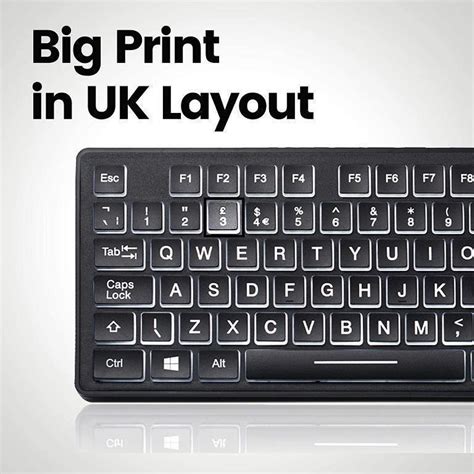 Perixx Periboard Wired Led Backlit Keyboard Big Letter Print White