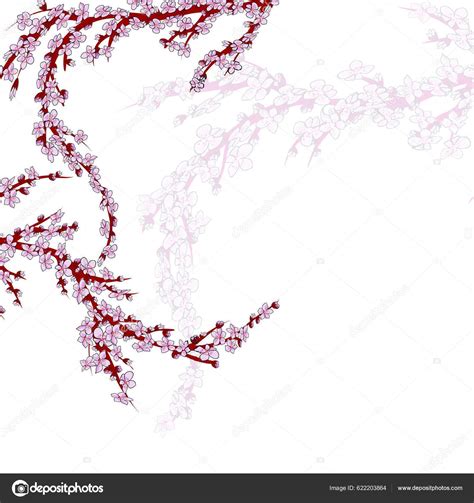 Realistic Sakura Japan Cherry Branch Blooming Flowers Eps Vector File