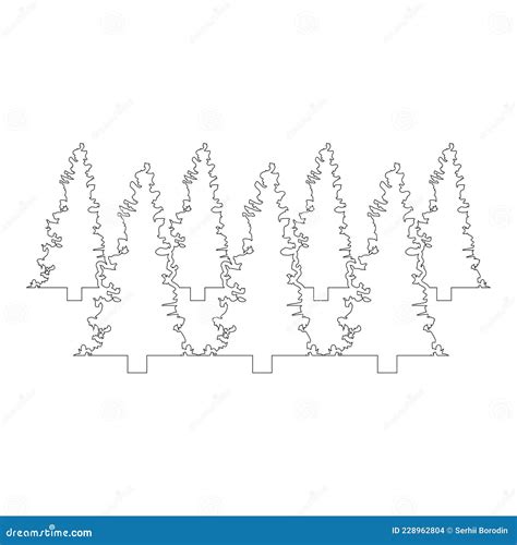 Forest Fir Spruce Contour Outline Icon Black Color Vector Illustration