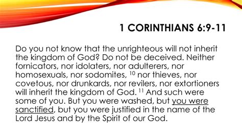 Corinthians Do You Not Know That The Unrighteous Will Not