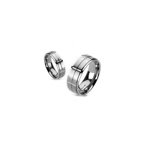 Bague anneau de fiançailles femme homme couple titane brossé lisse