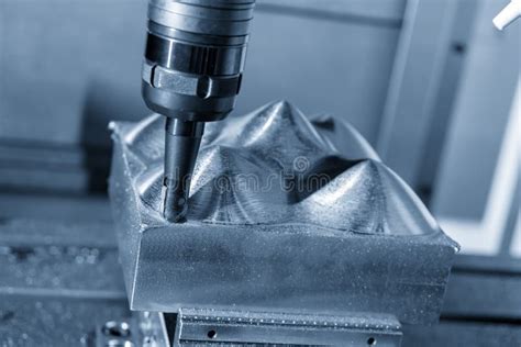 The Cnc Milling Machine Cutting The Mold Parts Stock Photo Image Of