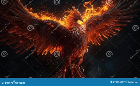 Phoenix Rising From Flames Generative Ai Stock Illustration