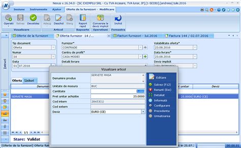 Nexus Erp Posibilitate Preluare Pret Achizitie Pe Factura Si Comanda De