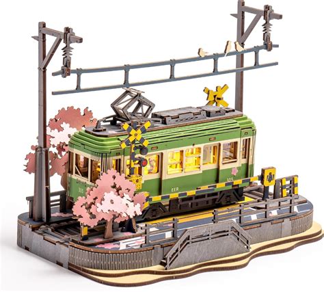 Robotime Puzzle D Maquette De Train Sakura En Bois Avec Lumi Re Led