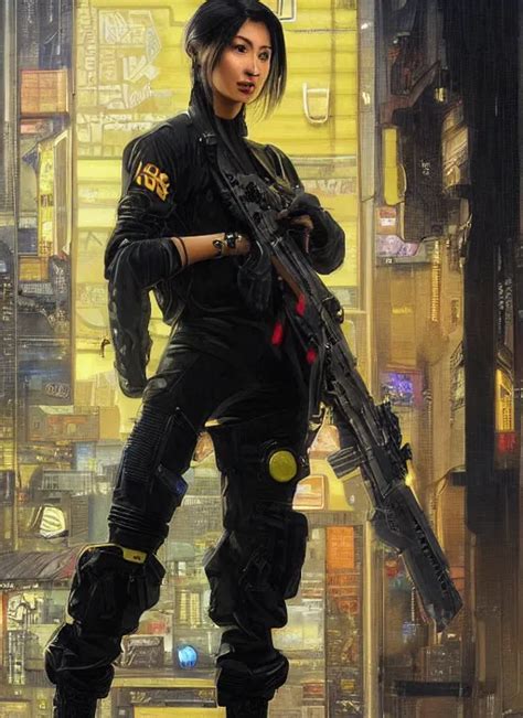 Krea Nikki Tanaka Beautiful Cyberpunk Female Usn Marine Wearing A