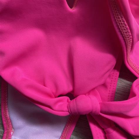Hot Pink Two Piece Strapless Bikini Set With Depop