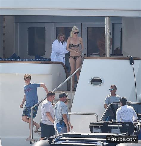 Claudia Schiffer Sexy Showing Off Her Toned Bikini Body In Portofino Aznude