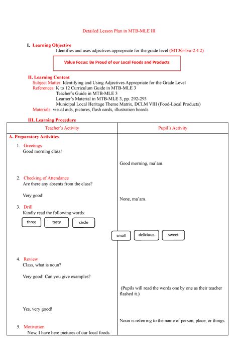 Detailed Lesson Plan In Mtb Mle Docx Detailed Lesson Plan In Mtb