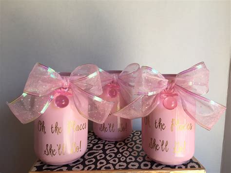 Baby Shower Centerpiece Pink Mason Jar Centerpiece Baby Etsy Pink