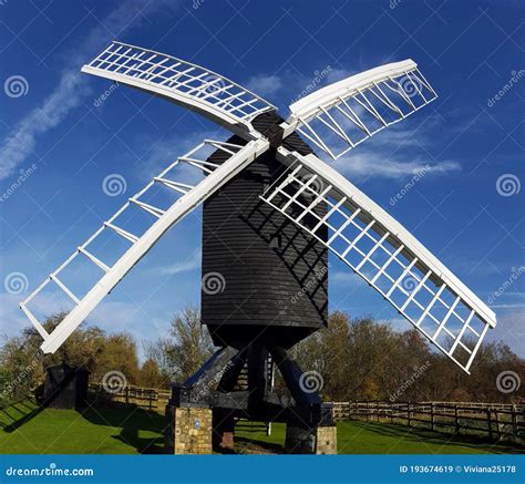 A Big Windmill Of Wood With White Asps Stock Image Image Of Farm