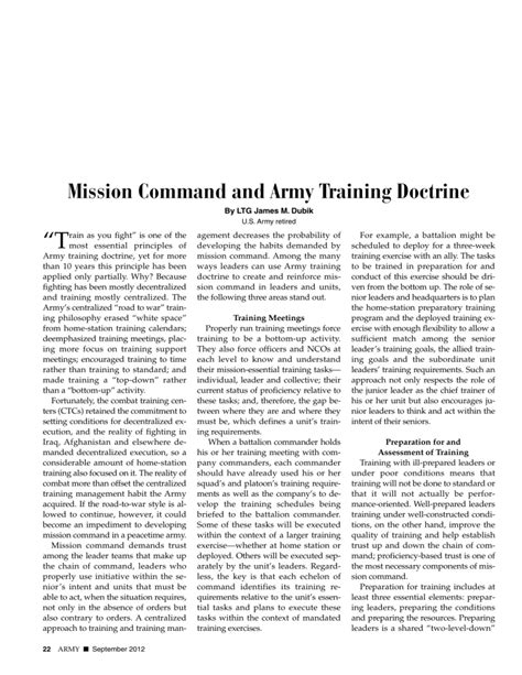 Mission Command And Army Training Doctrine