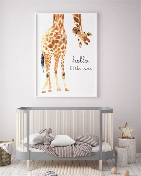 Hello Little One Giraffe Print Custom Options Available Baby Room