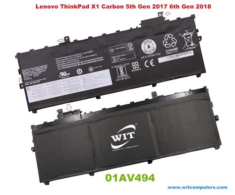 01AV494 01AV429 SB10K97586 Laptop Battery for Lenovo ThinkPad X1 Carbon ...