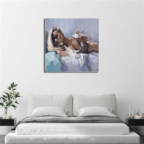 Peinture Femme Blonde Nue Mains Dans Les Cheveux Peintures Sur Toile