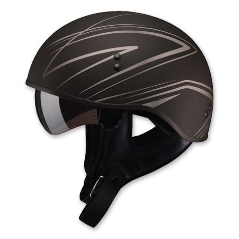 GMAX HH 65 Naked Half Helmet W Tint Clear Shields Torque Flat Black